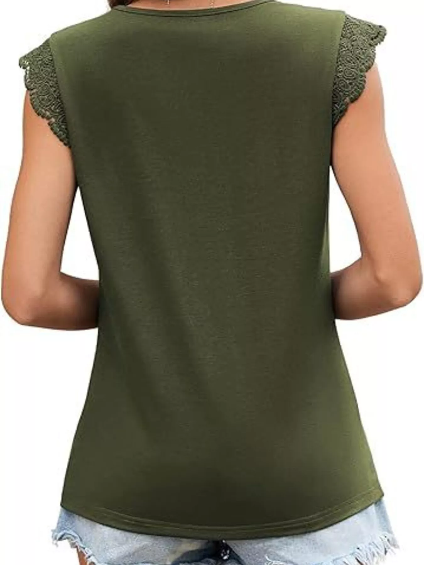 Lace Trim Round Neck Top - Image 5