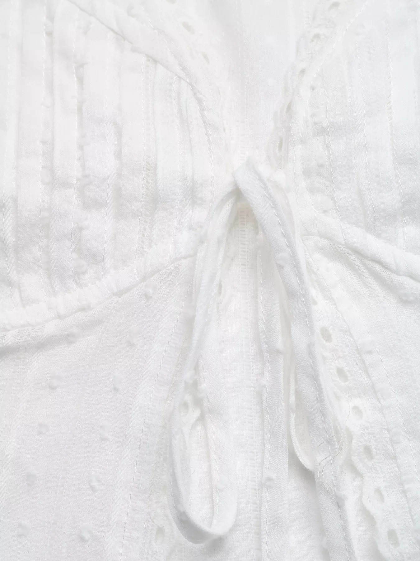 Lace Trim Tie Front Sleeveless Shirt - Image 7
