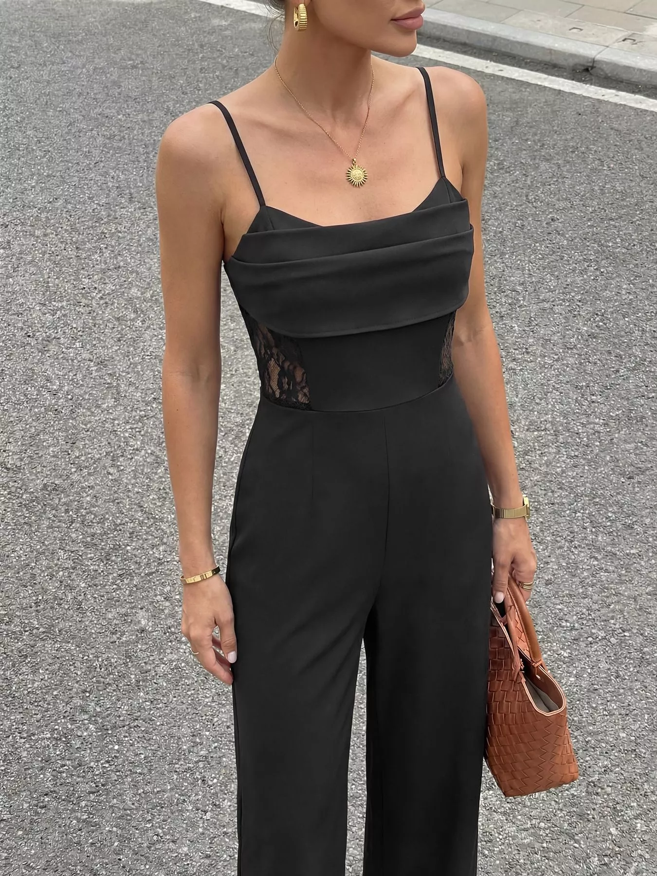 Lace Trim Wide Leg Jumpsuit - Image 2