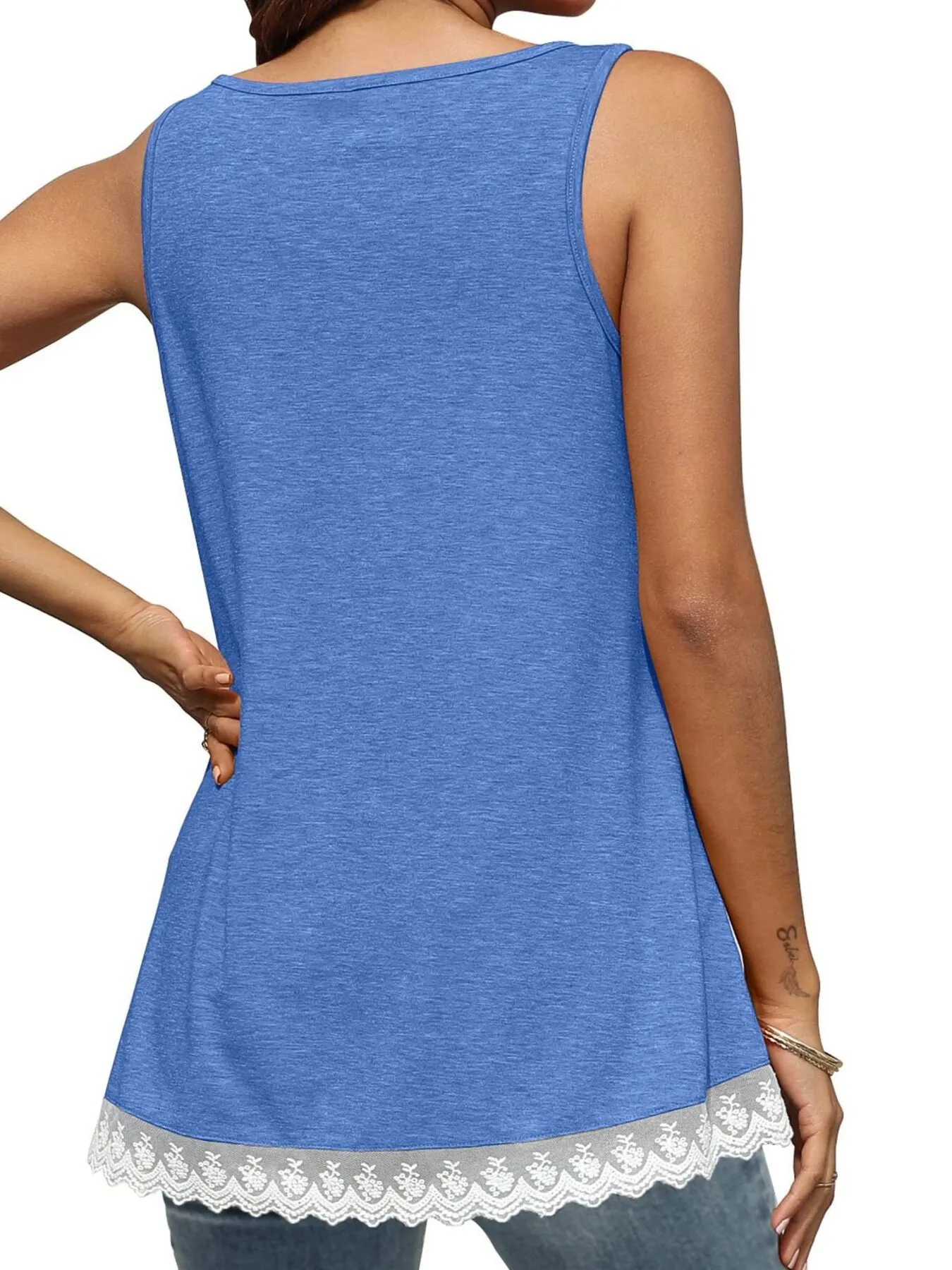 Lace Trim Wide Strap Tank Top - Image 17