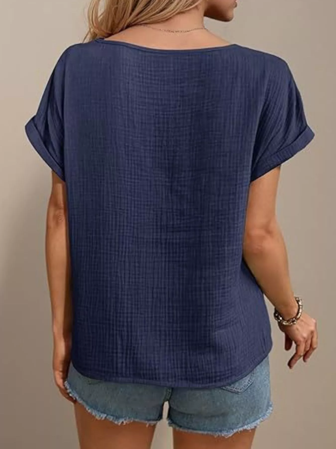 Lace Trimmed Short Sleeve Blouse - Image 10