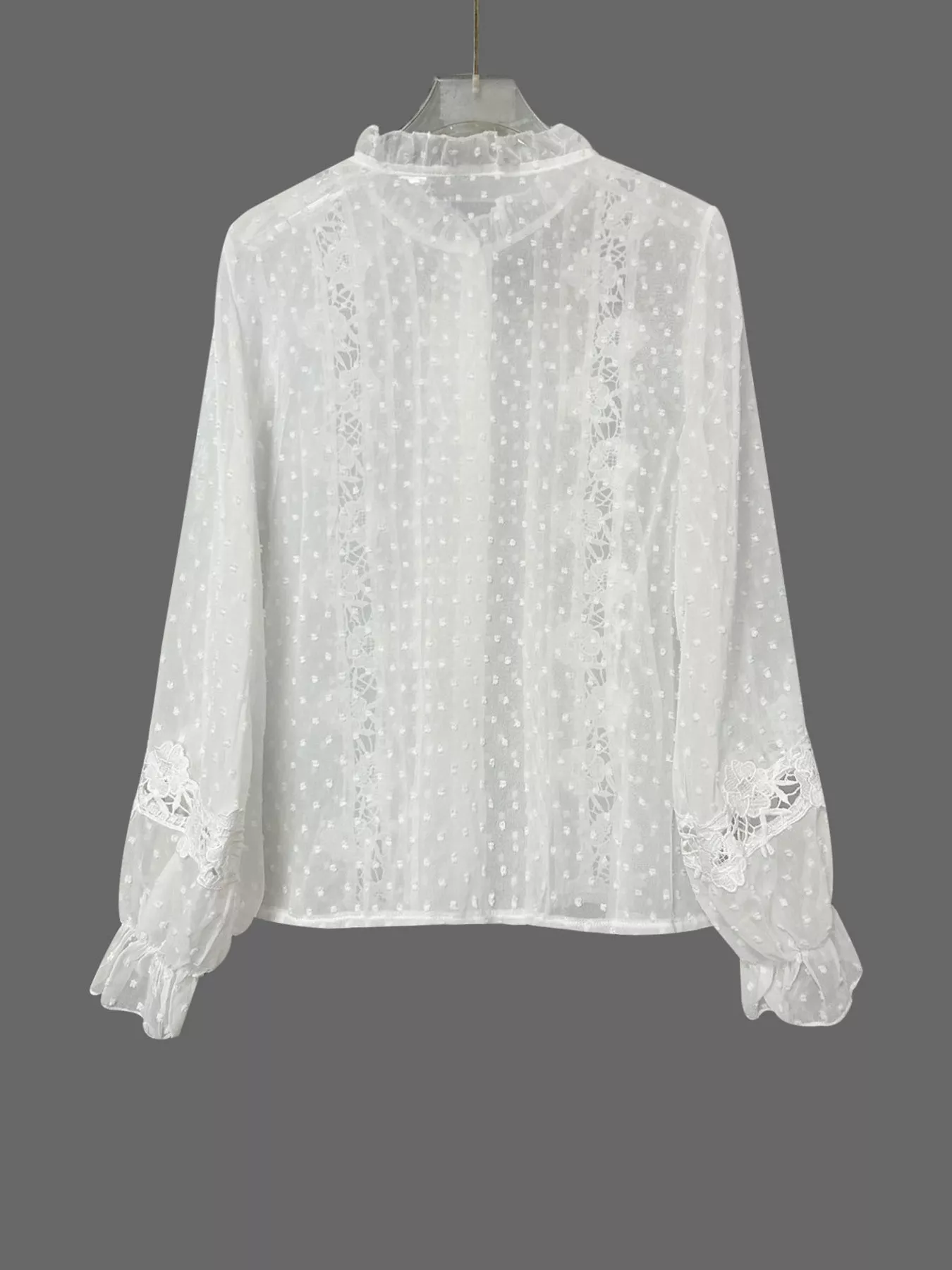 Lace Trimmed Swiss Dot Shirt - Image 4