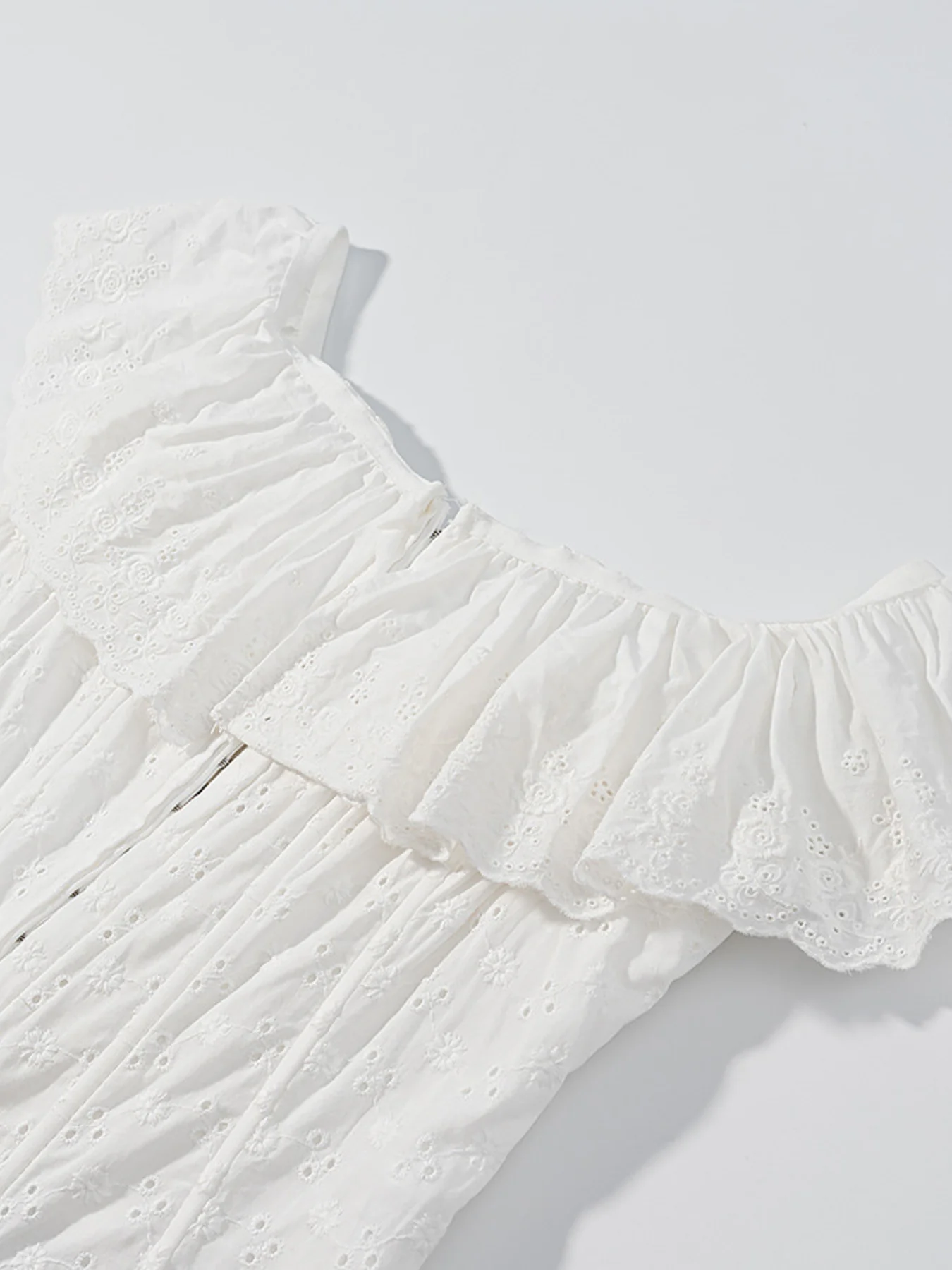 Lace Up Back Eyelet Ruffle Trim Tank - Image 14