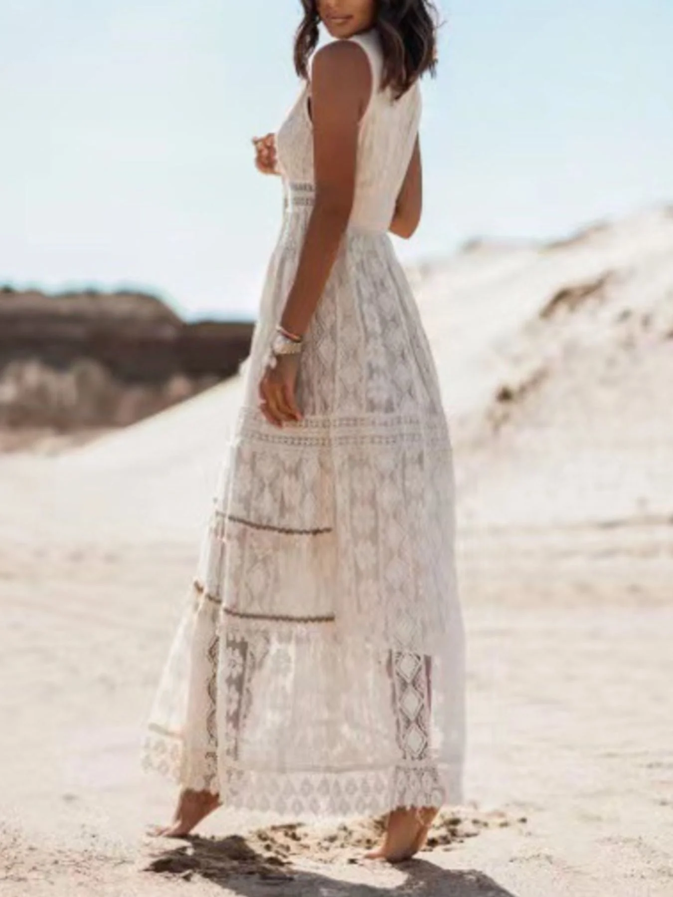 Lace V-Neck Sleeveless Maxi Dress - Image 6
