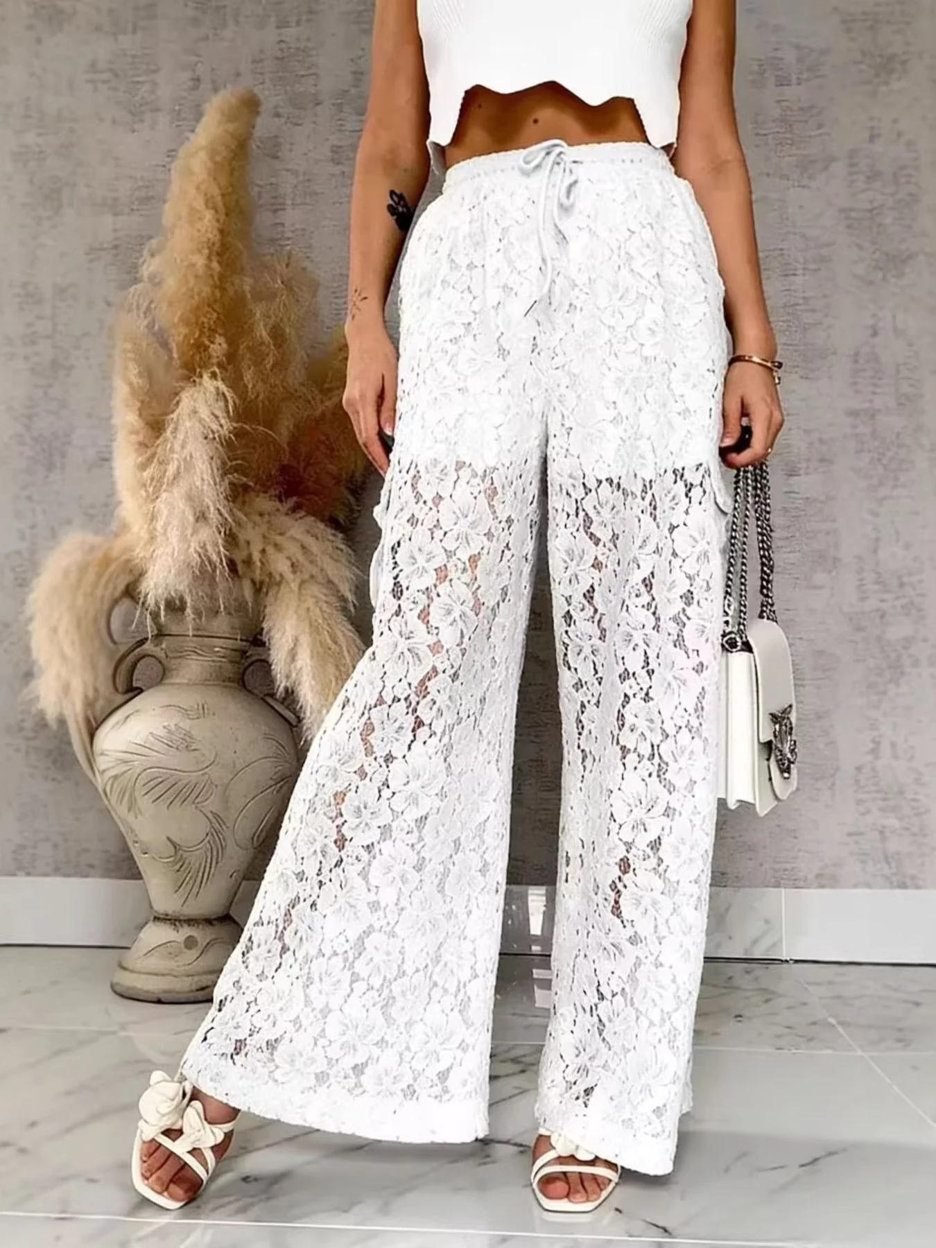 Lace Wide-Leg Pants - Image 2