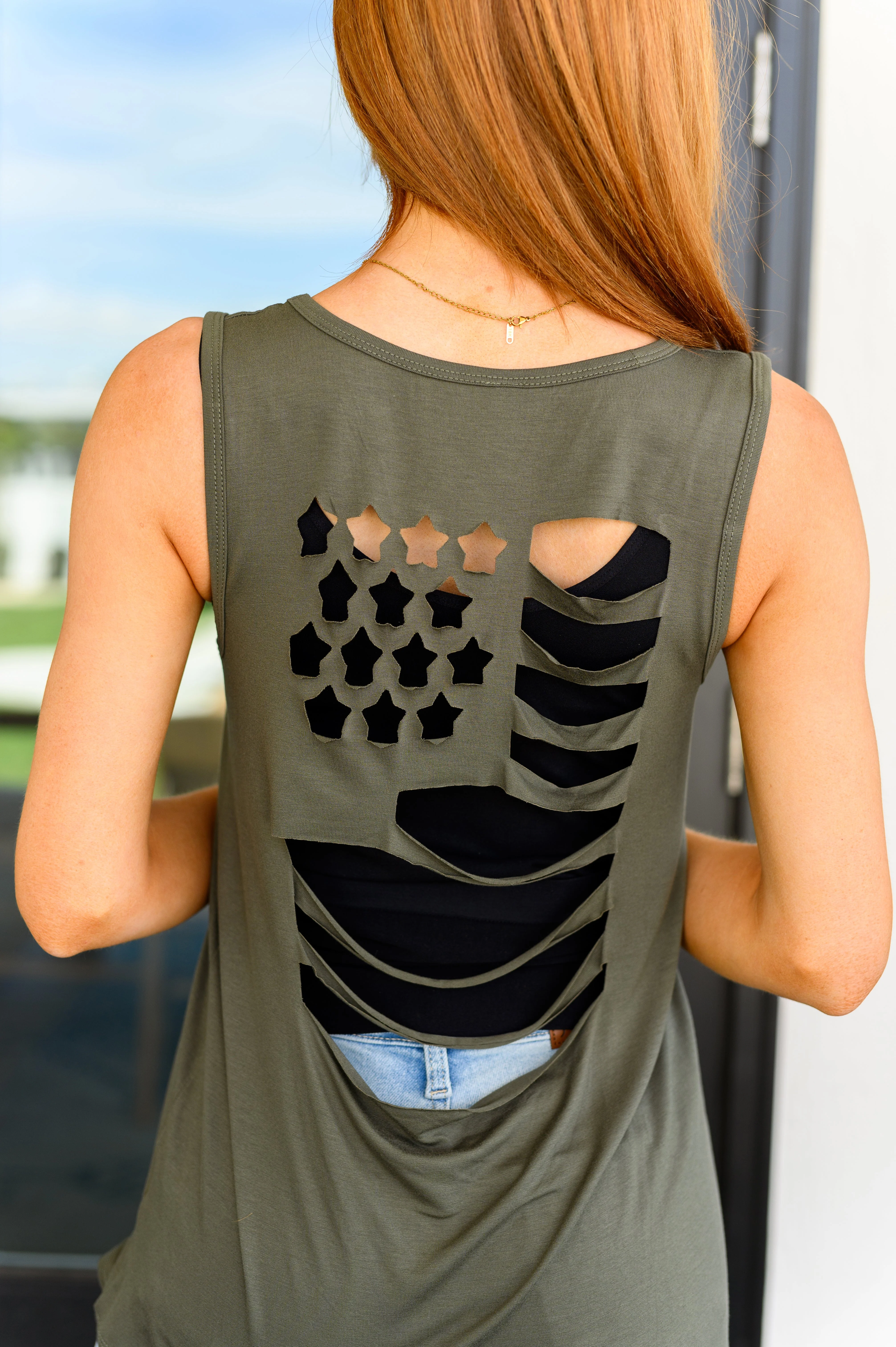 Land of the Free Tank in Olive - Image 9