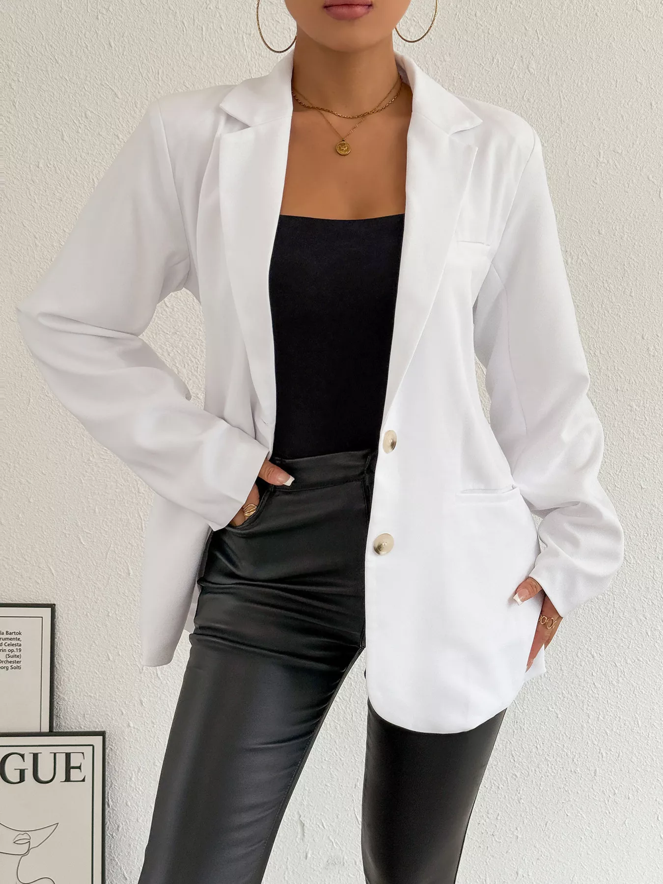 Lapel Collar Long Sleeve Blazer - Image 5