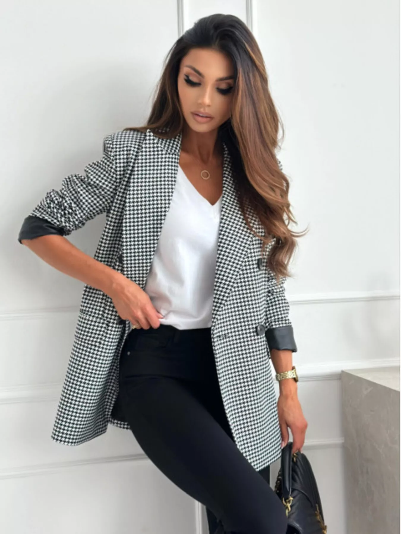 Lapel Collar Long Sleeve Blazer - Image 10