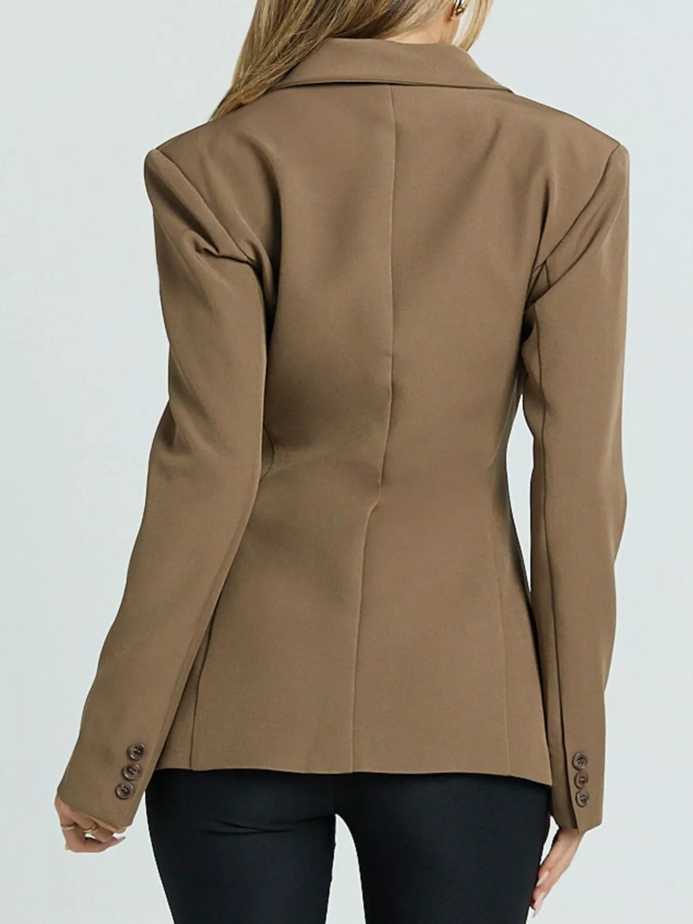 Lapel Collar One Button Blazer - Image 4