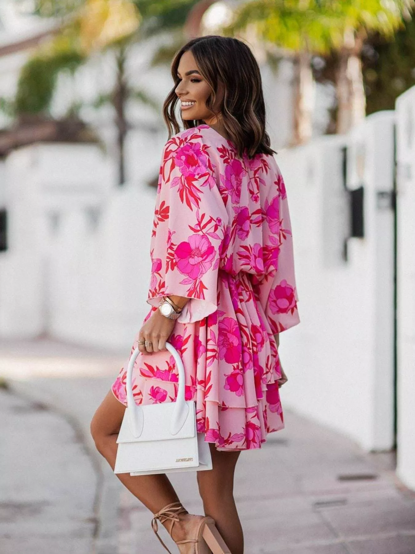Layered Printed Surplice Mini Dress - Image 5