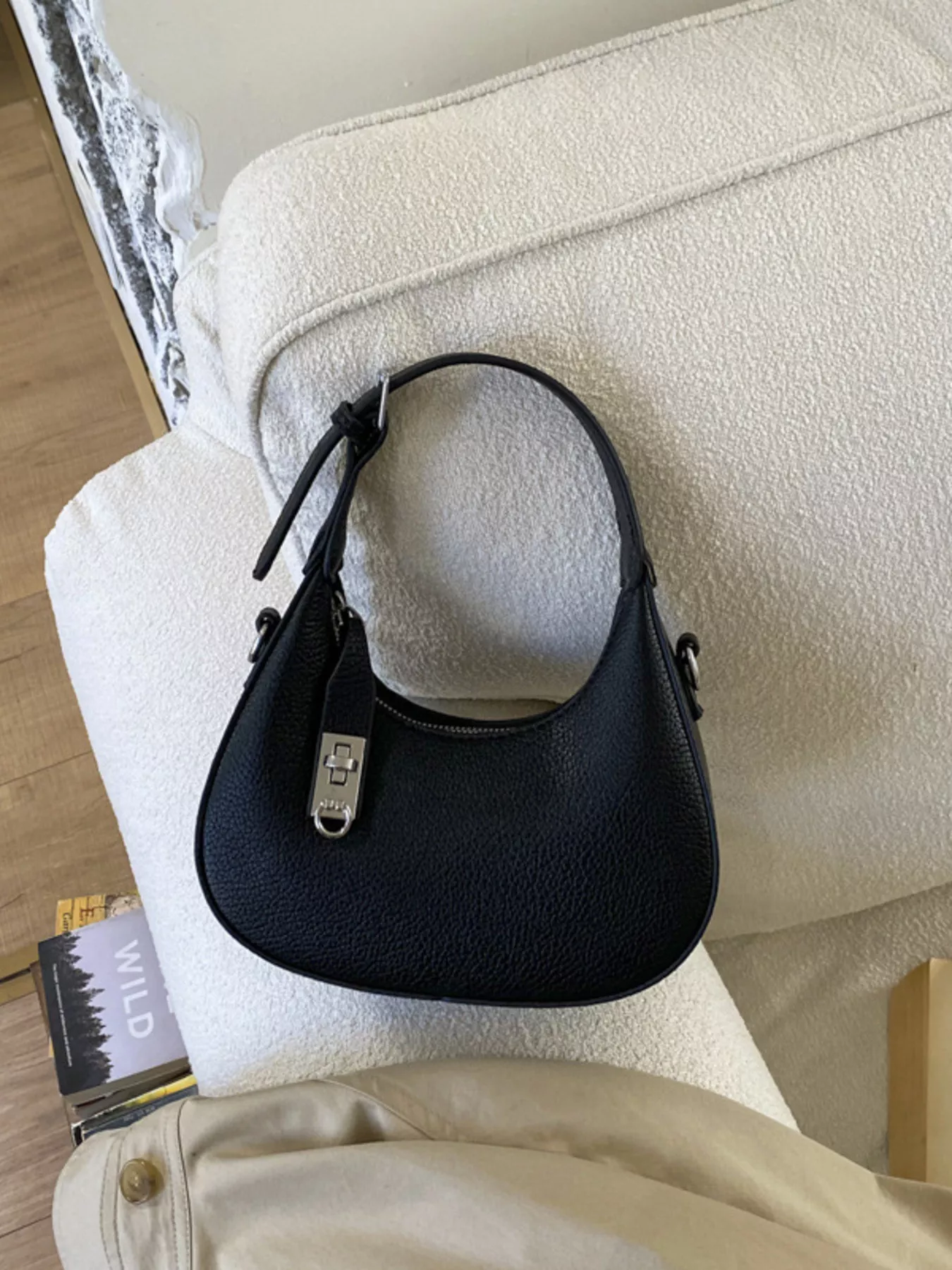 Leather Crescent Crossbody Bag - Image 5