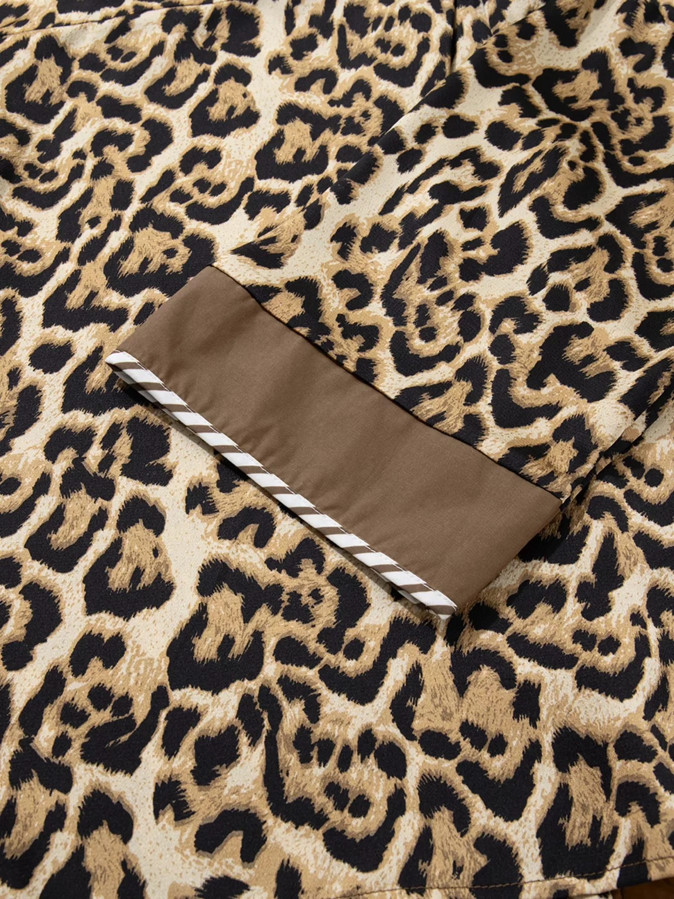Leopard Collared 3/4 Sleeve Shirt and Loose Pants Two Piece Outfit Set - Image 11