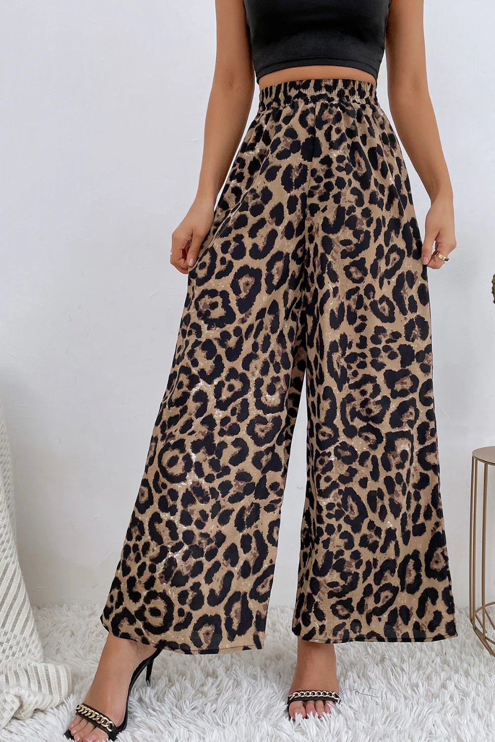 Leopard High Waist Wide Leg Pants