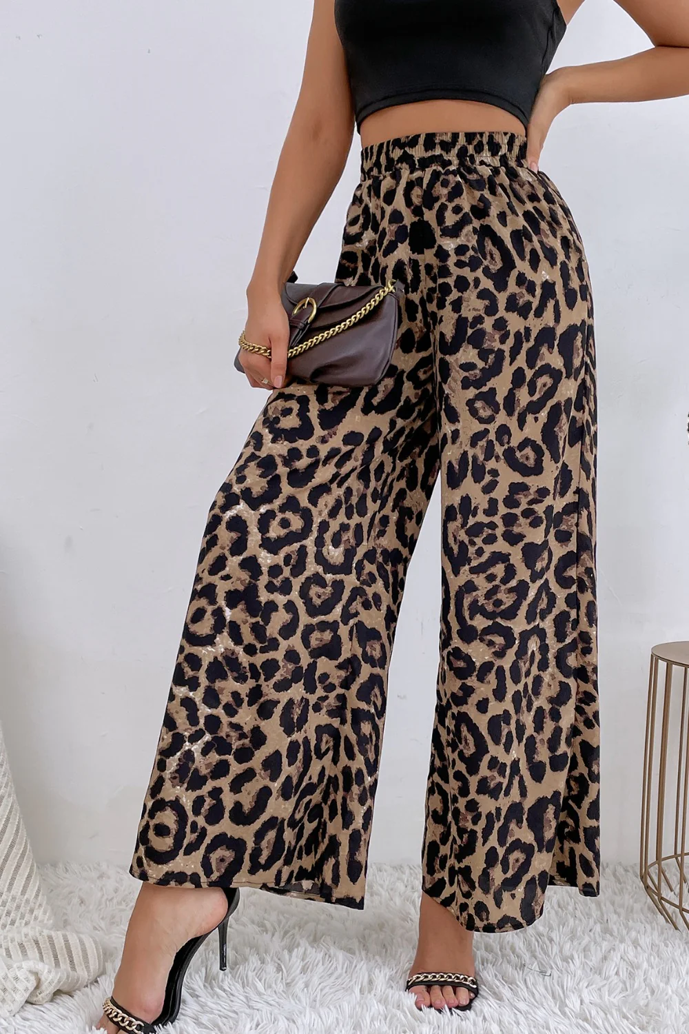 Leopard High Waist Wide Leg Pants - Image 2