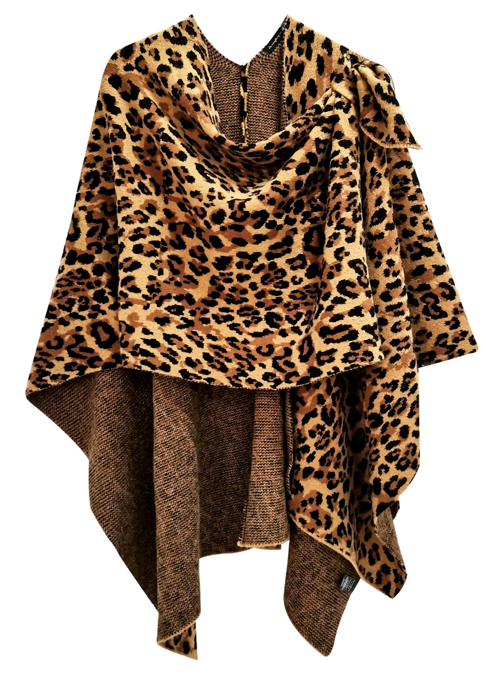 Leopard Knit Ruana with Shoulder Strap - Image 6