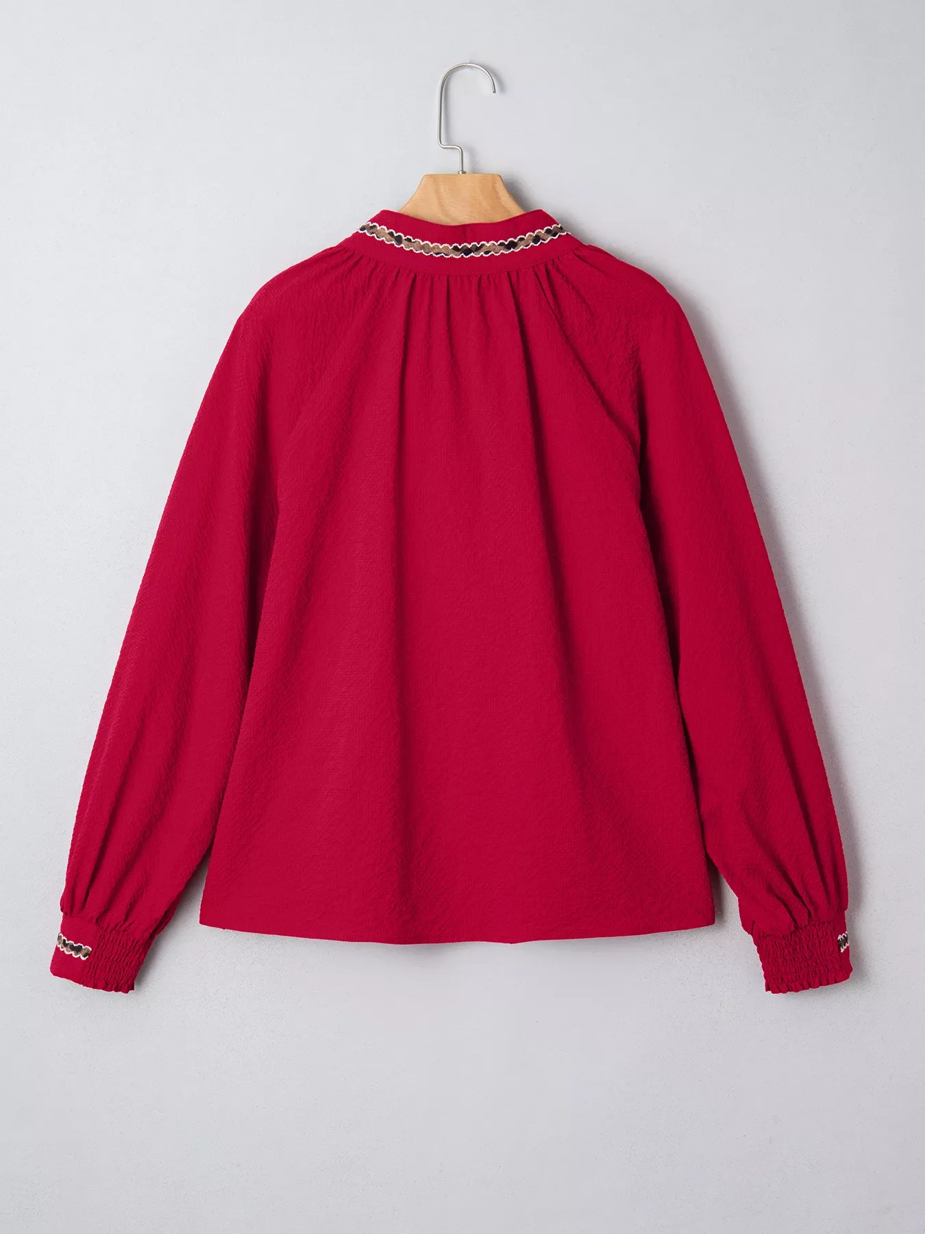 Leopard Notched Long Sleeve Blouse - Image 5