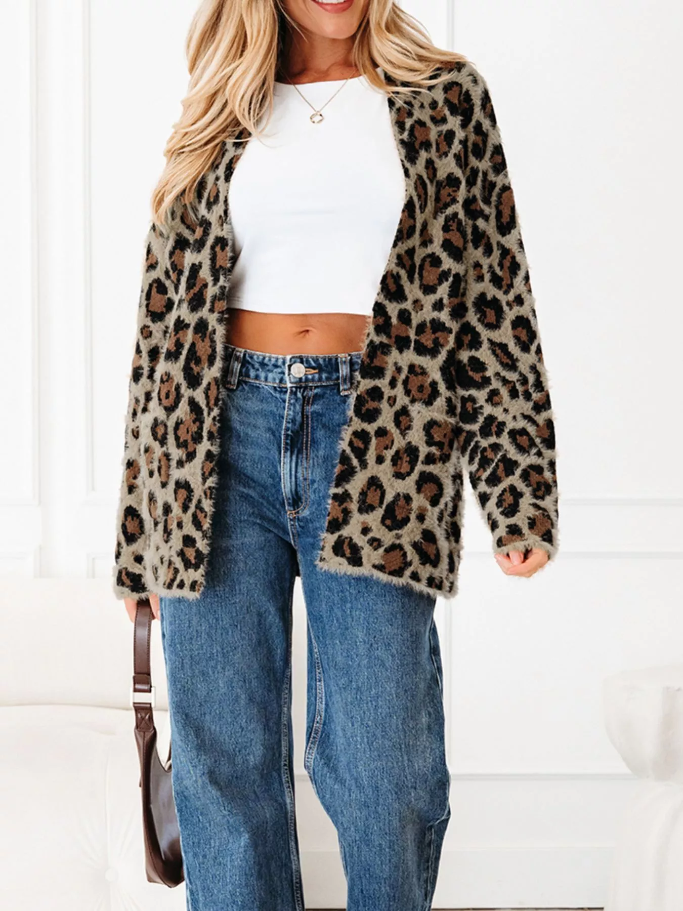 Leopard Open Casual Cardigan - Image 3