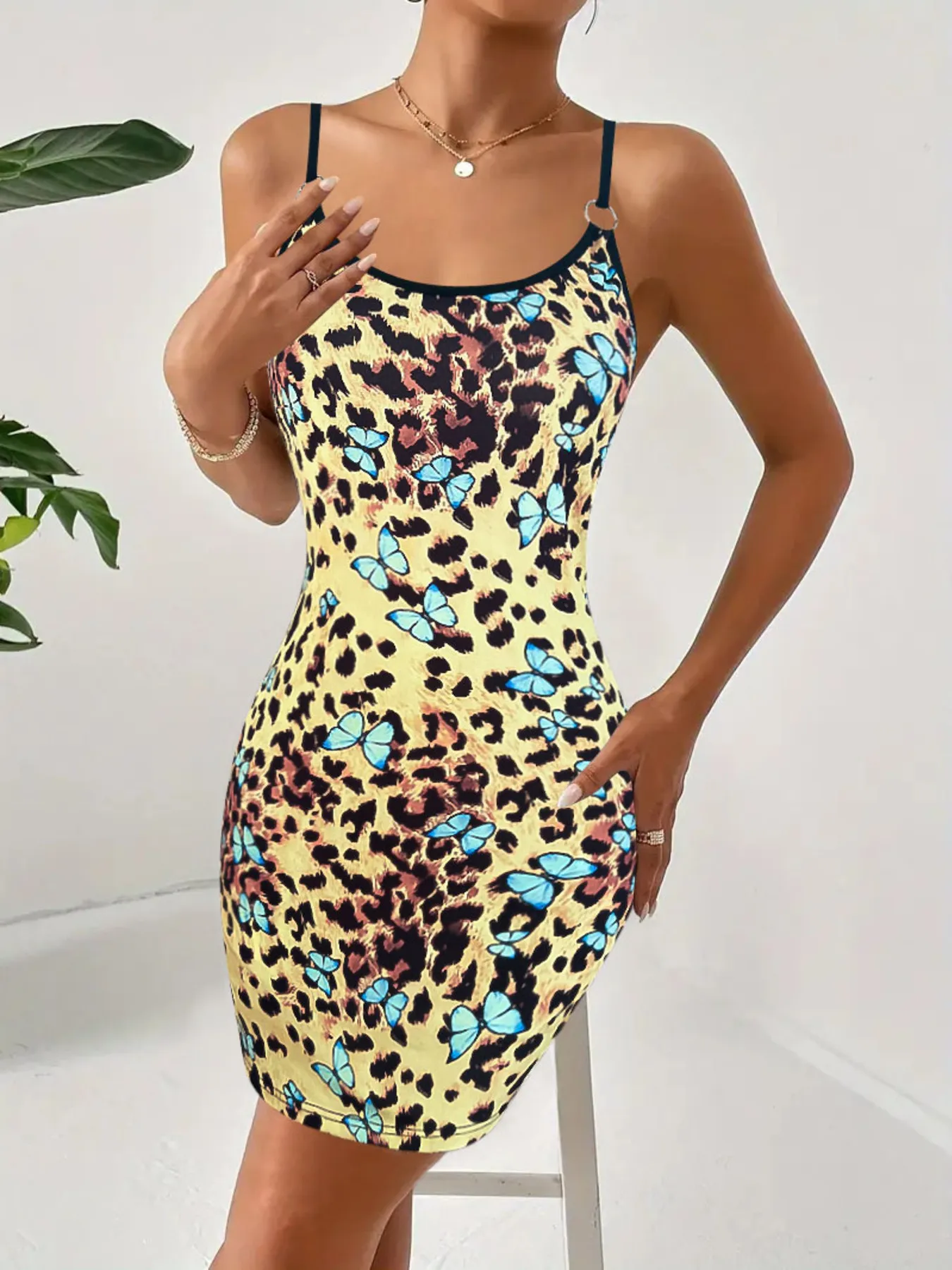 Leopard Print Butterfly Mini Cami Dress - Image 2