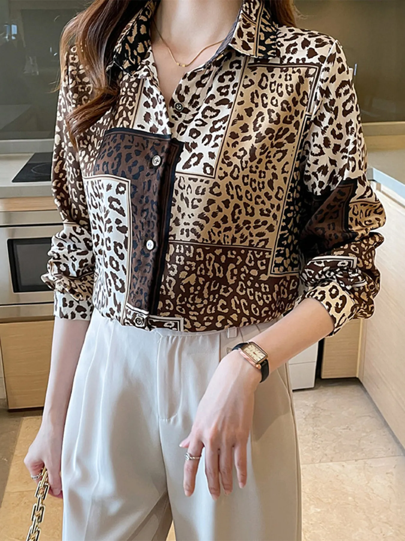 Leopard Print Button-Up Shirt - Image 2