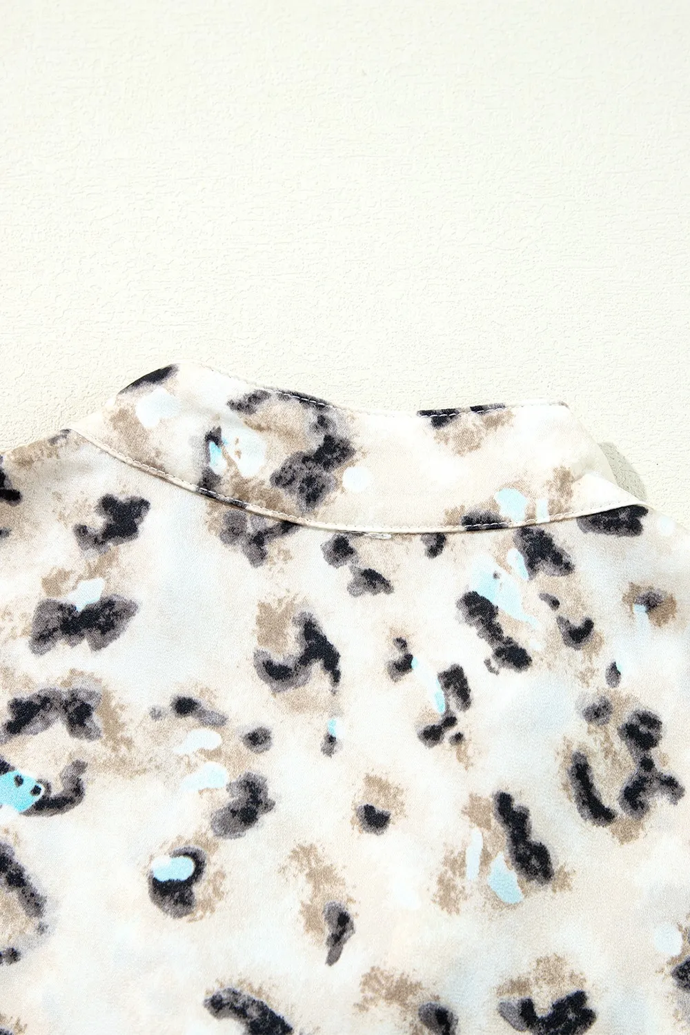Leopard Print Buttoned Front 3/4 Sleeve Tiered Ruffled Hem Dress - Image 6