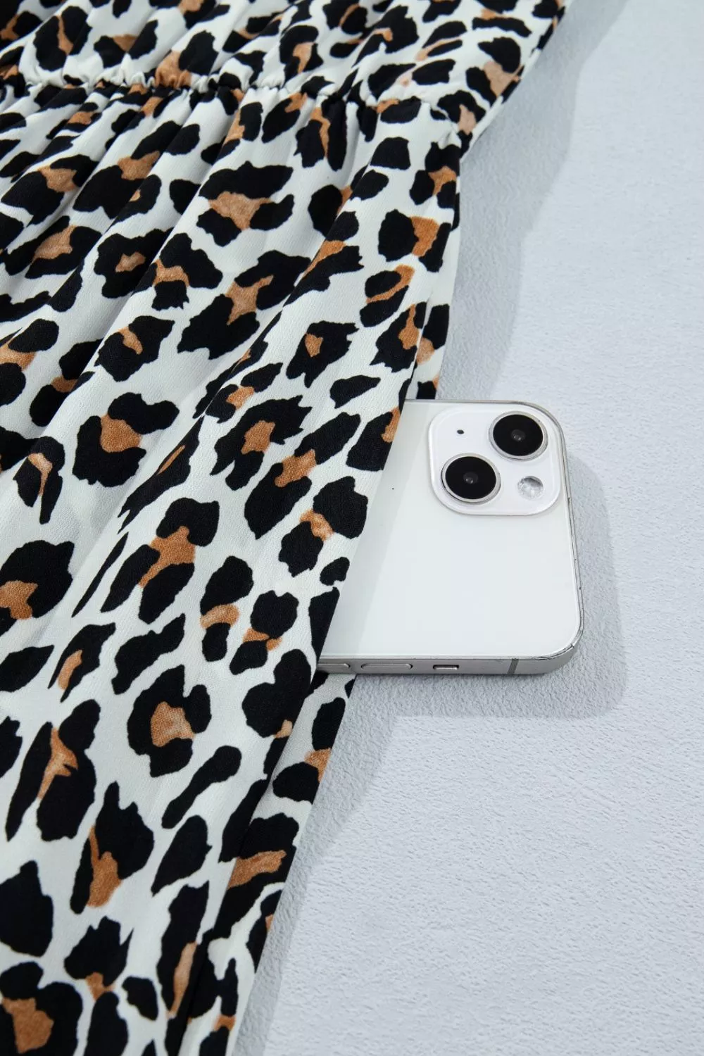 Leopard Print Colorblock Trim Sleeveless Midi Dress - Image 6