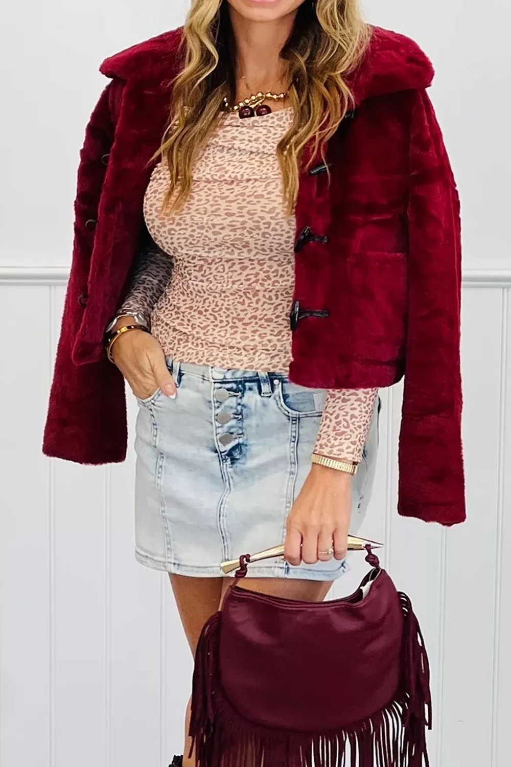 Leopard Print Foldover Off Shoulder Long Sleeve Mesh Top - Image 4