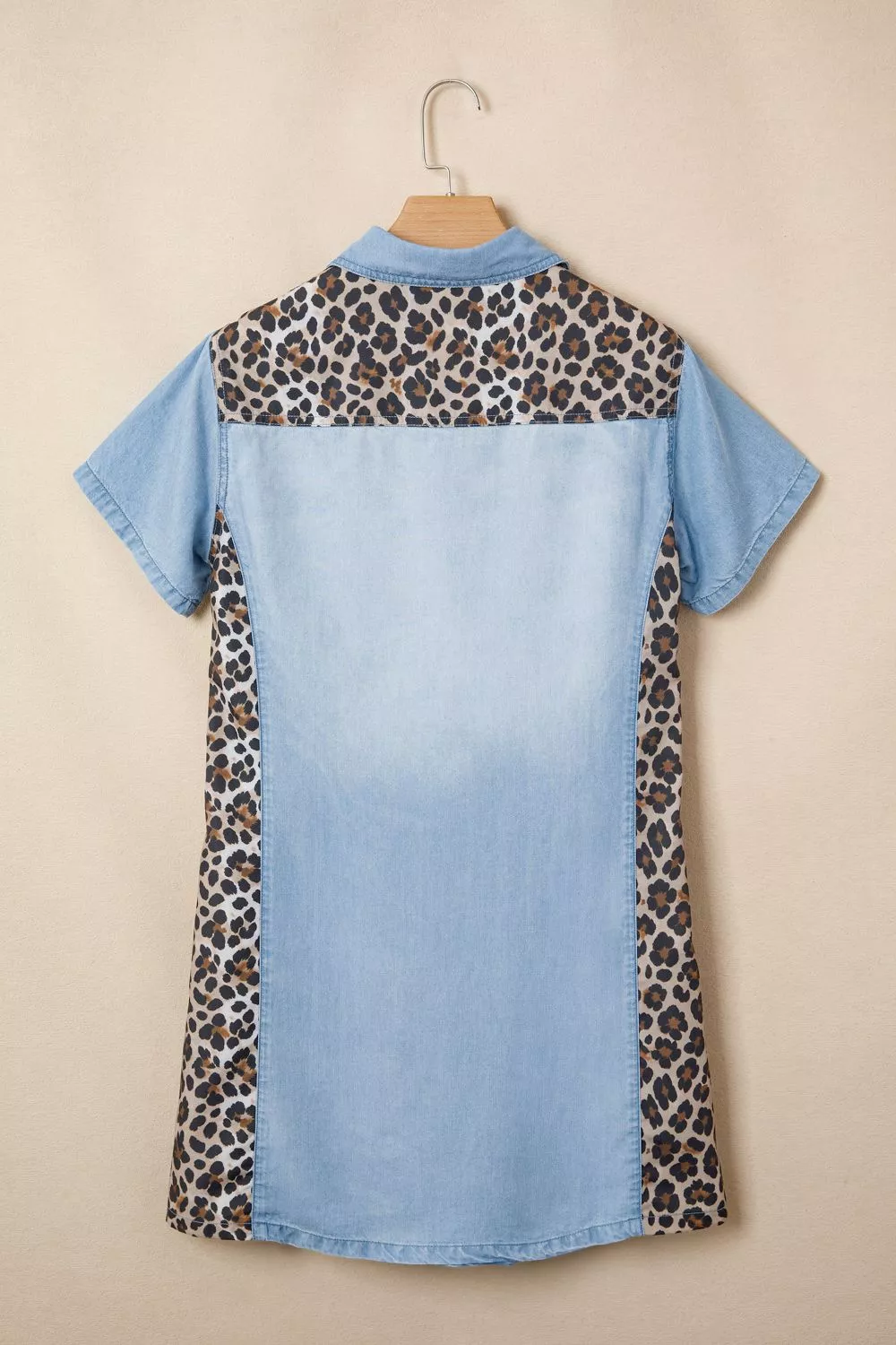 Leopard Print Panel Short Sleeve Dress - Image 5