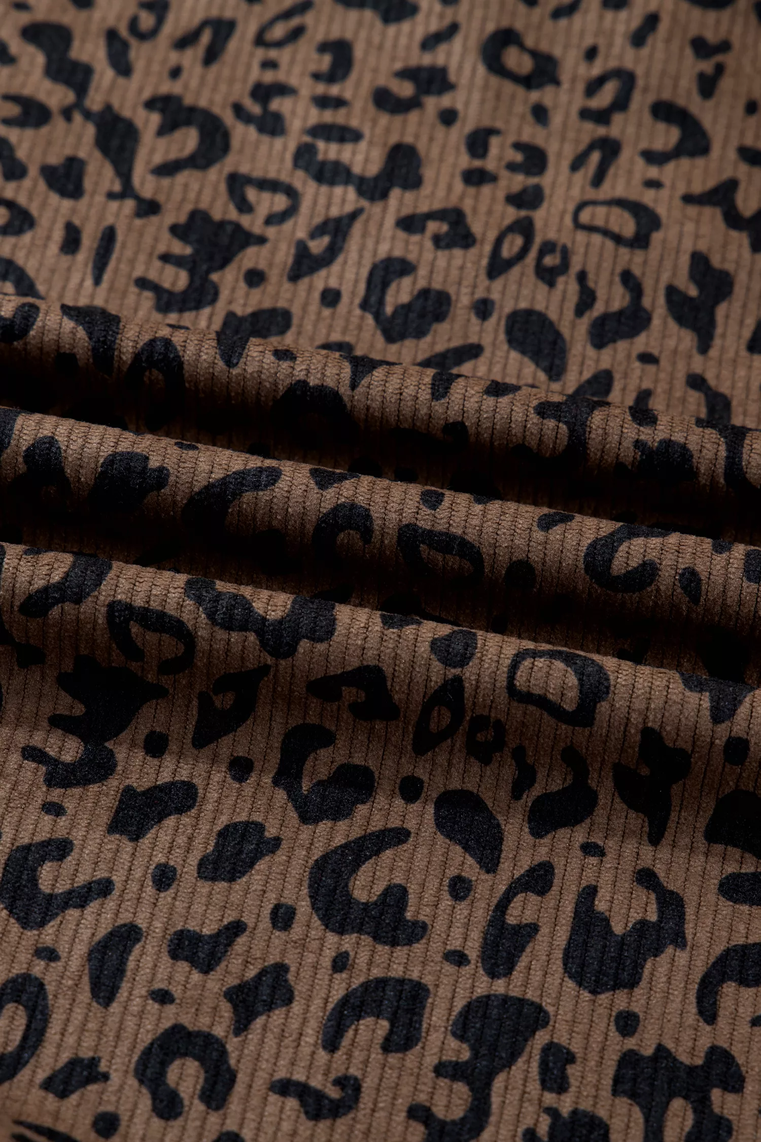 Leopard Print Quarter Zip Corduroy Sweatshirt - Image 10