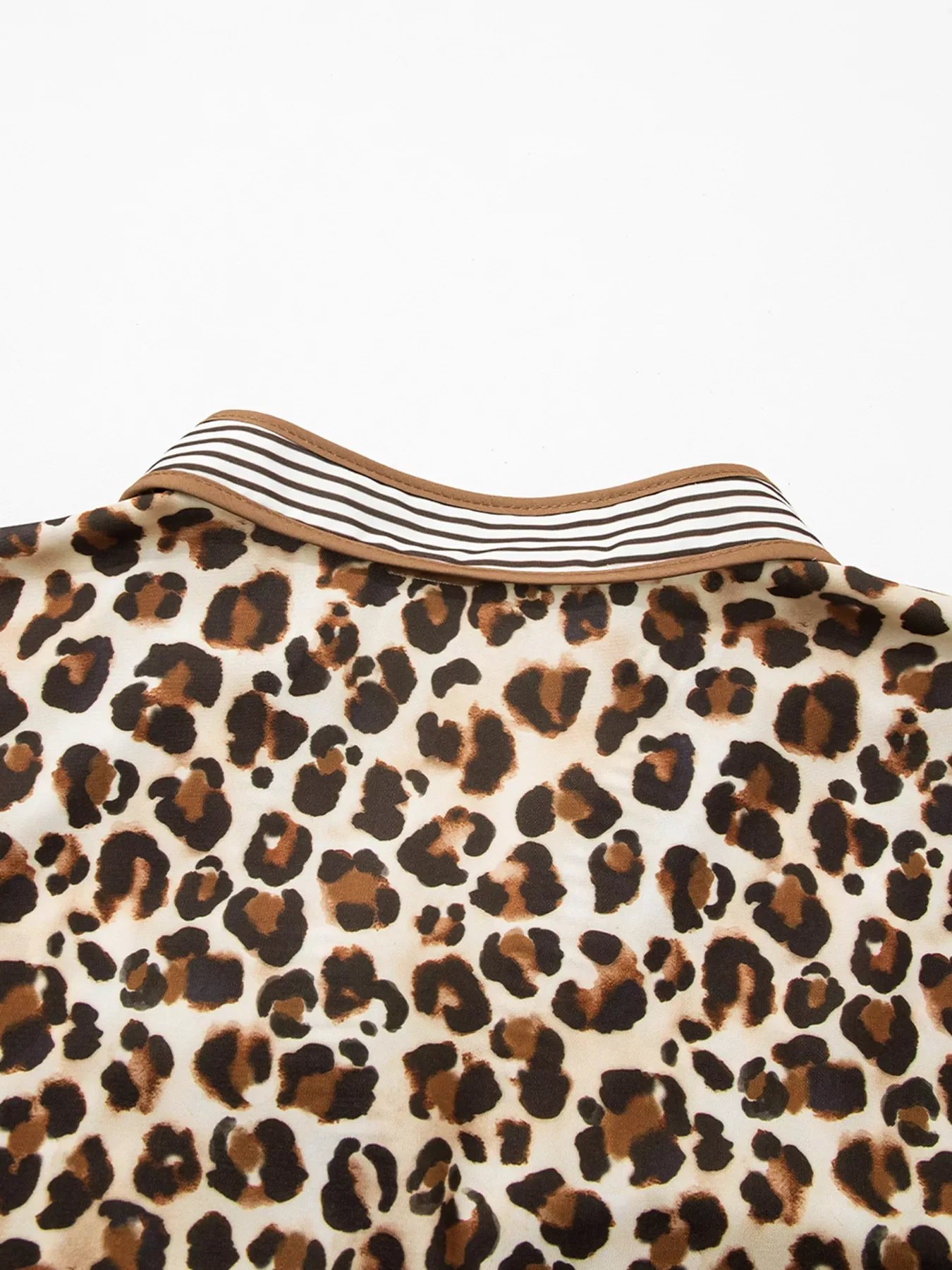 Leopard Print Striped Patchwork 3/4 Sleeve Loose Mini Dress - Image 6