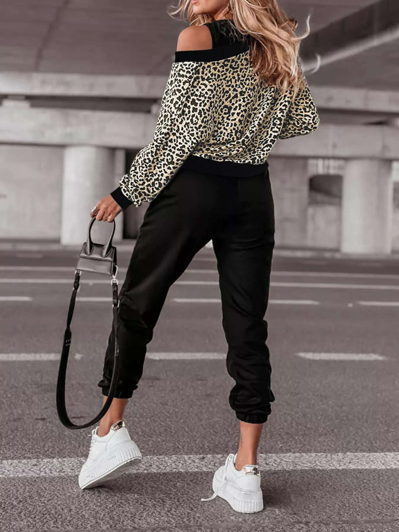 Leopard Print Sweatshirt and Jogger Set - Image 5
