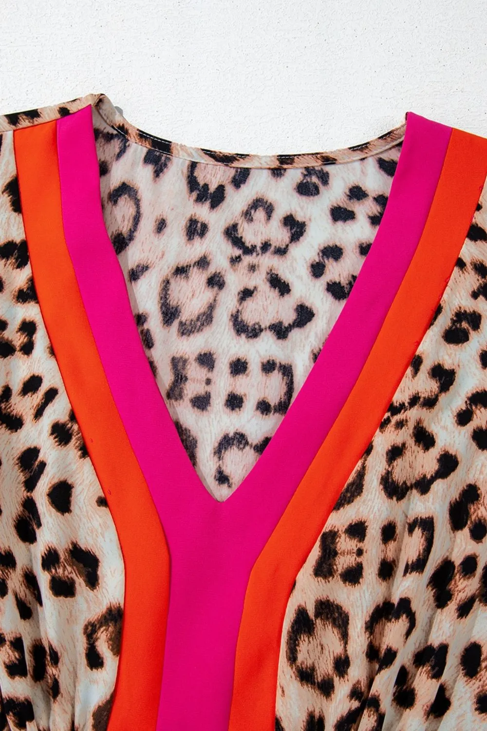 Leopard Print V-Neck Blouse with Contrast Trim - Image 8