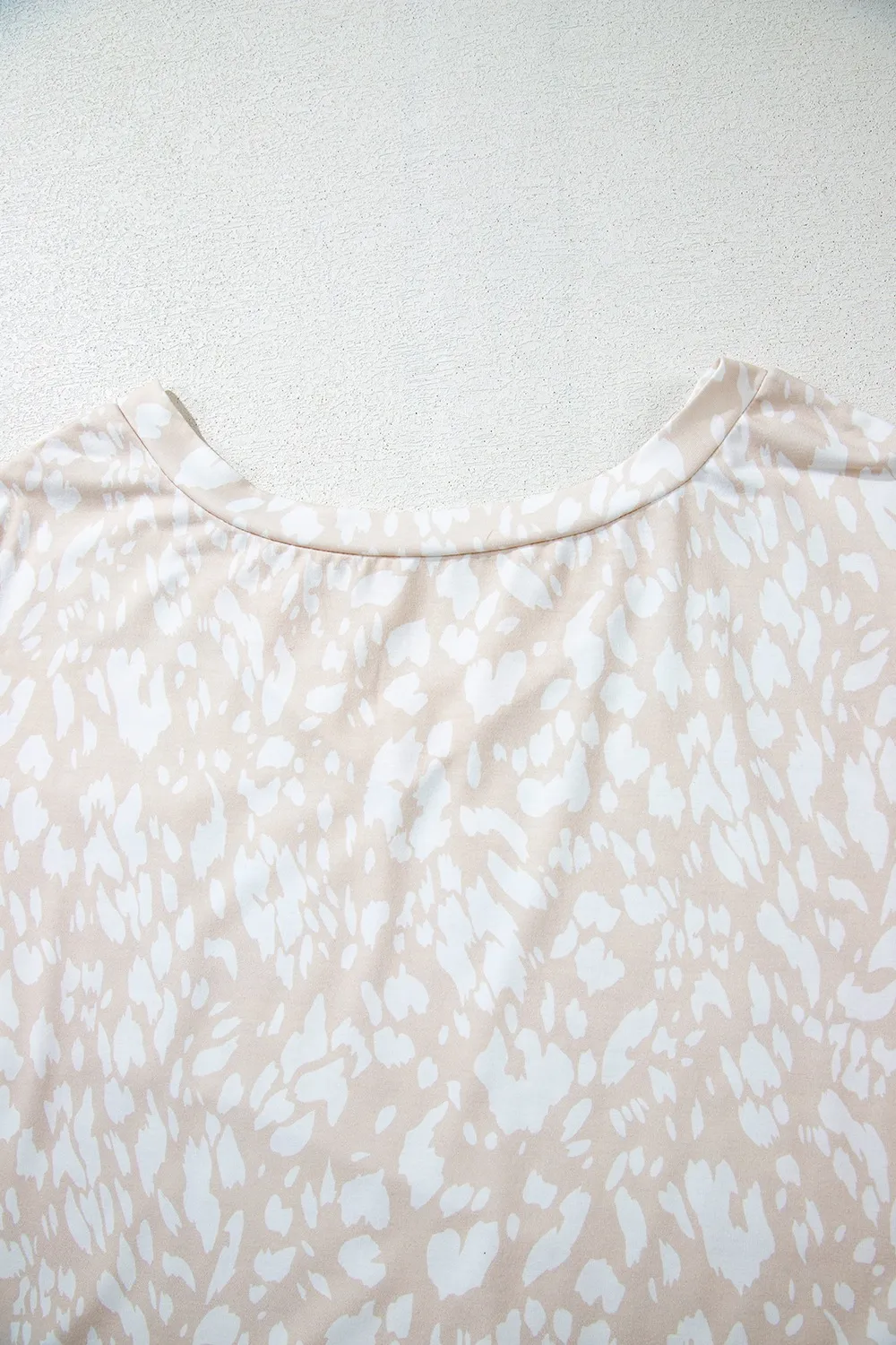 Leopard Print V Neck Side Slit Loose Fit T Shirt - Image 8