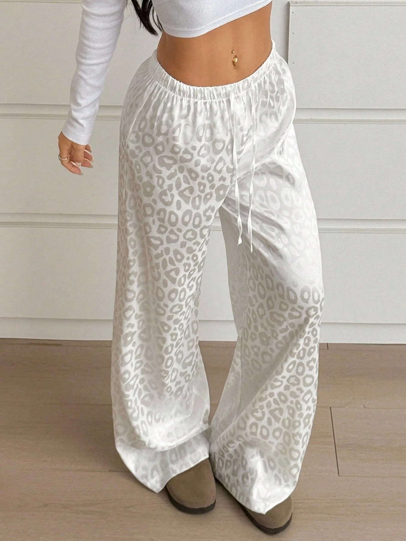 Leopard Print Wide Leg Pants - Image 3