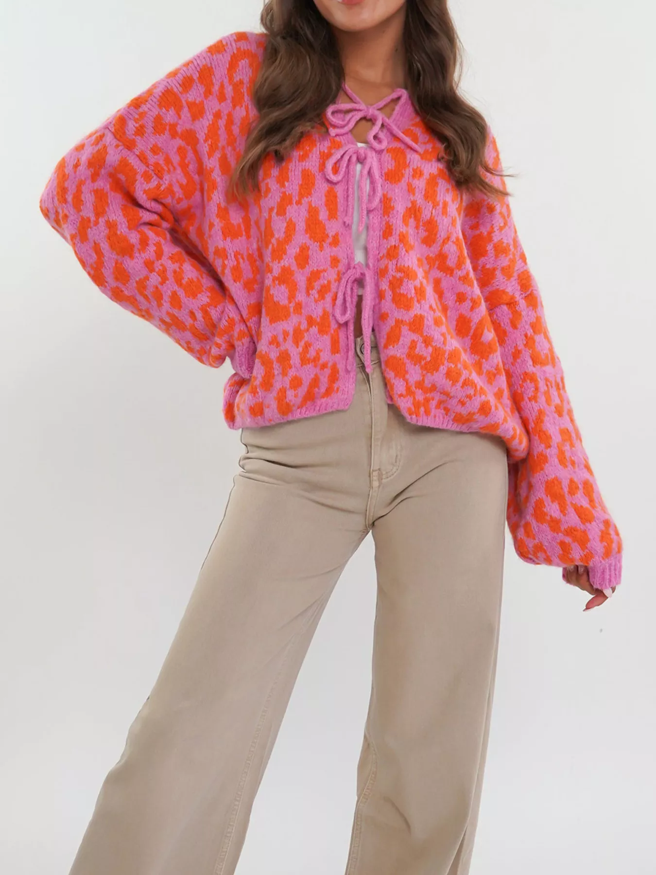 Leopard Tie-Front Cardigan - Image 4
