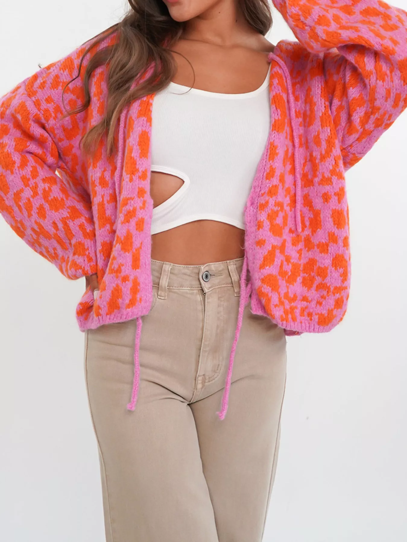 Leopard Tie-Front Cardigan - Image 5