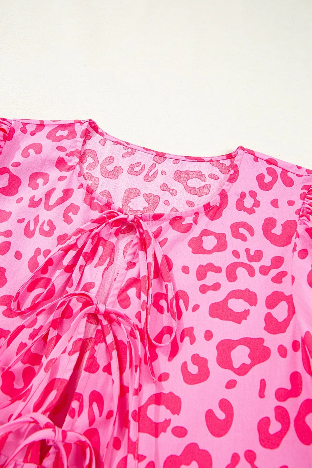 Leopard Tie Front Puff Sleeve Dress - Image 10