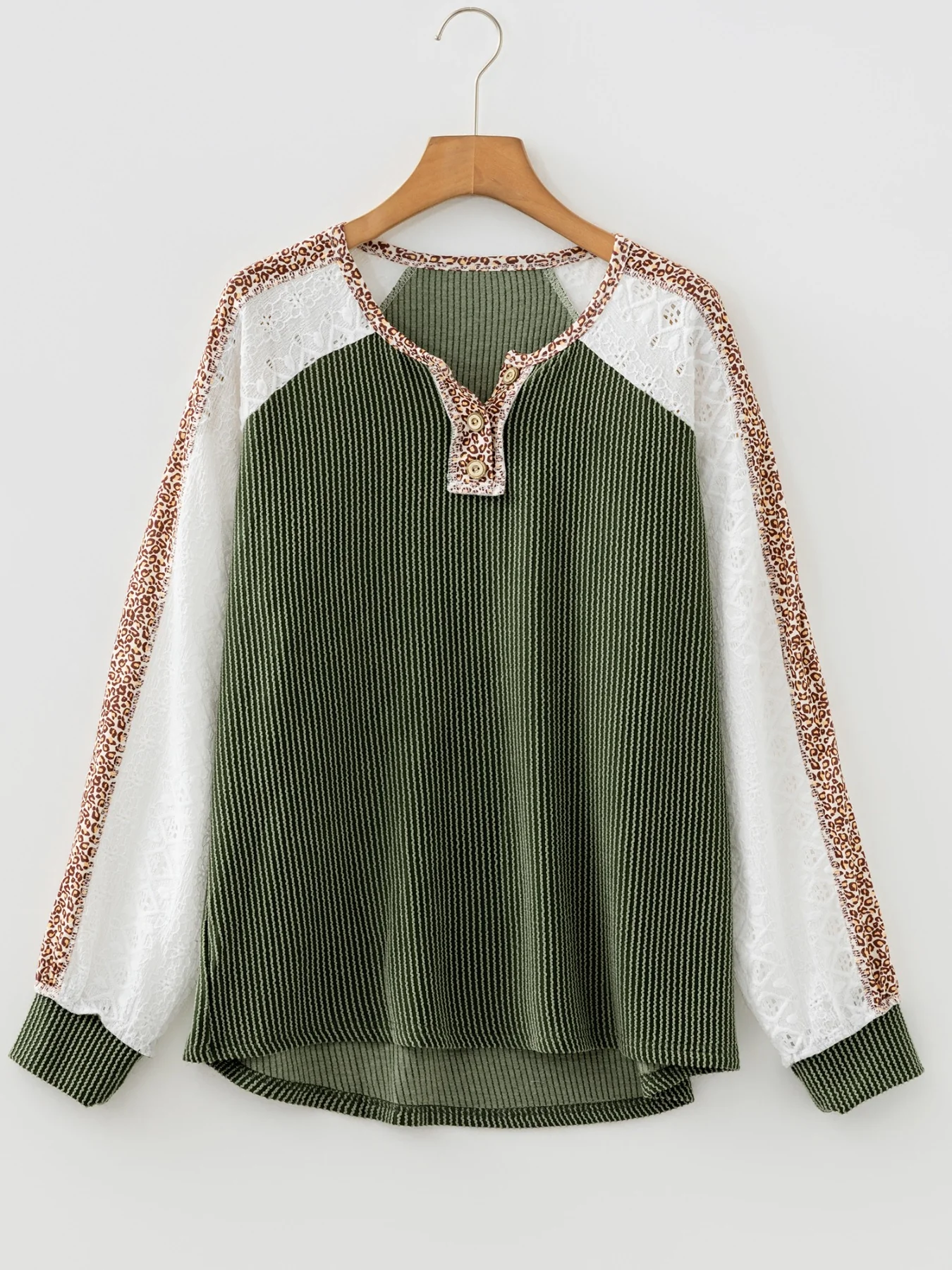 Leopard Trim Raglan Sleeve Top - Image 8