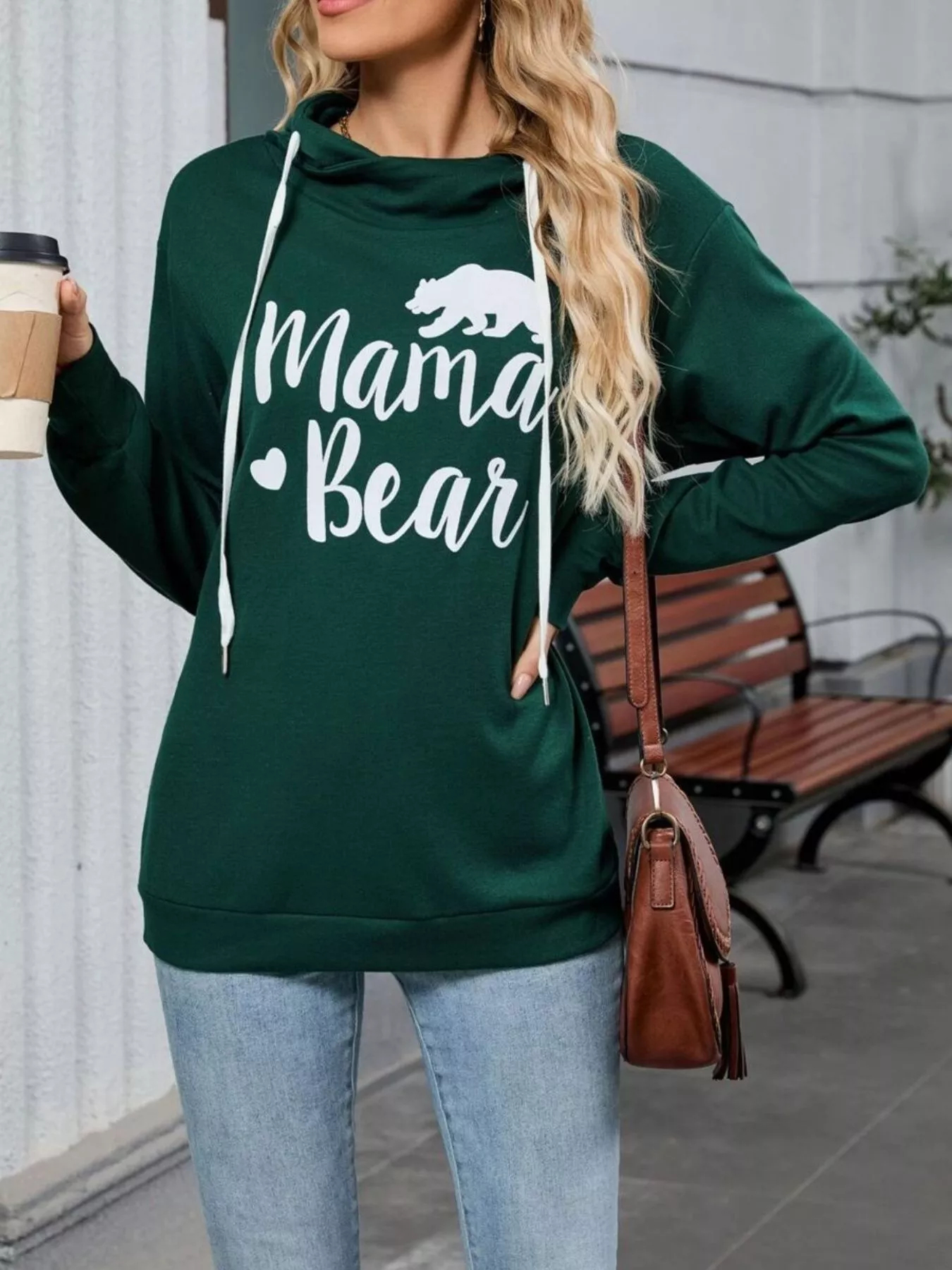 Letter Drawstring Long Sleeve Hoodie - Image 11
