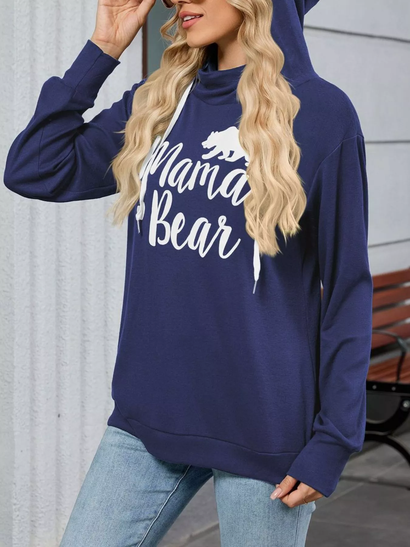 Letter Drawstring Long Sleeve Hoodie - Image 22