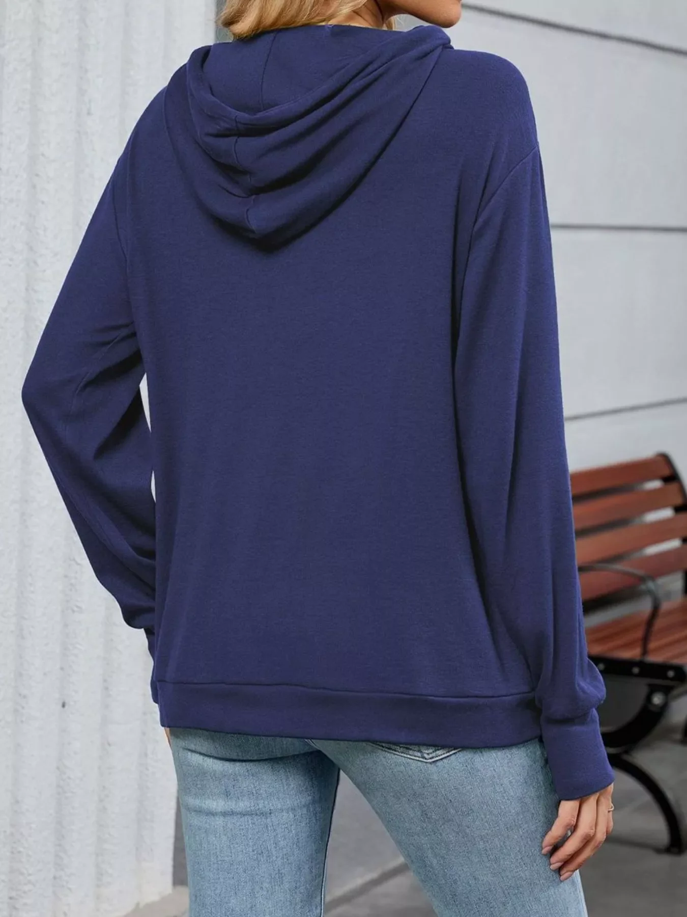 Letter Drawstring Long Sleeve Hoodie - Image 24