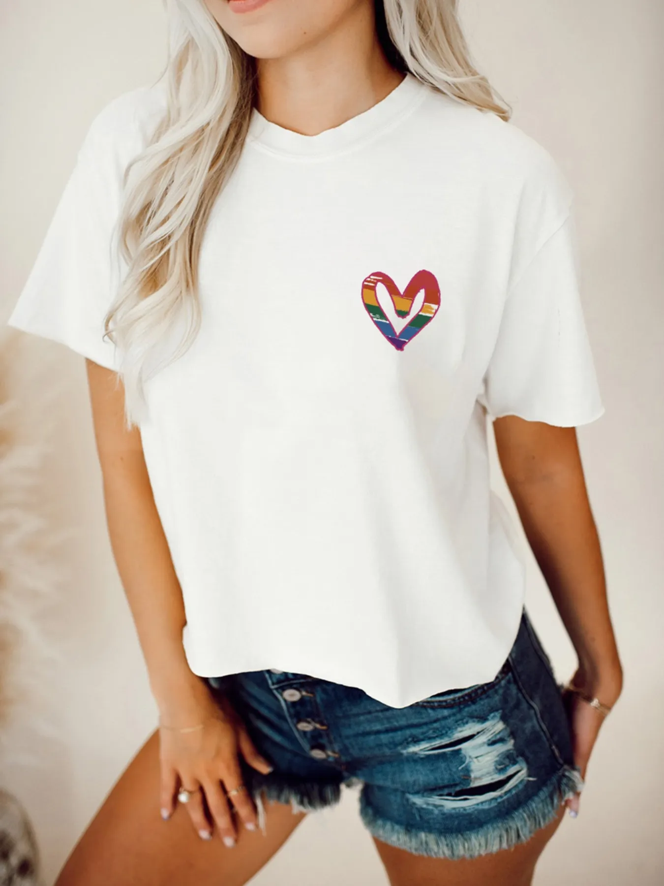 Letter Round Neck Short Sleeve T-Shirt - Image 2