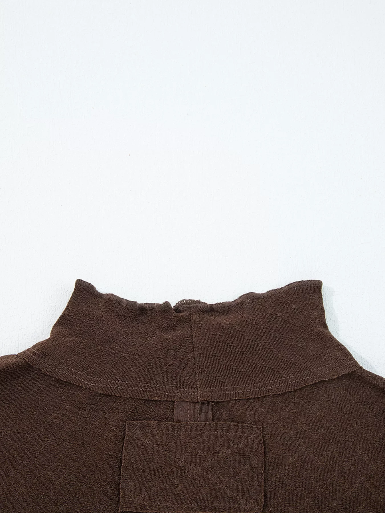 Lettuce Trim Raw Seam Patchwork Jacquard Long Sleeve Top - Image 8
