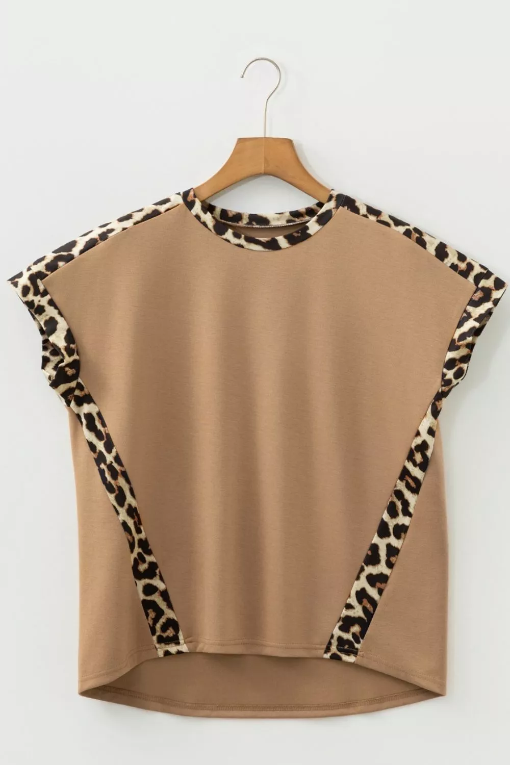Light French Leopard Trim Round Neck Loose T Shirt - Image 4