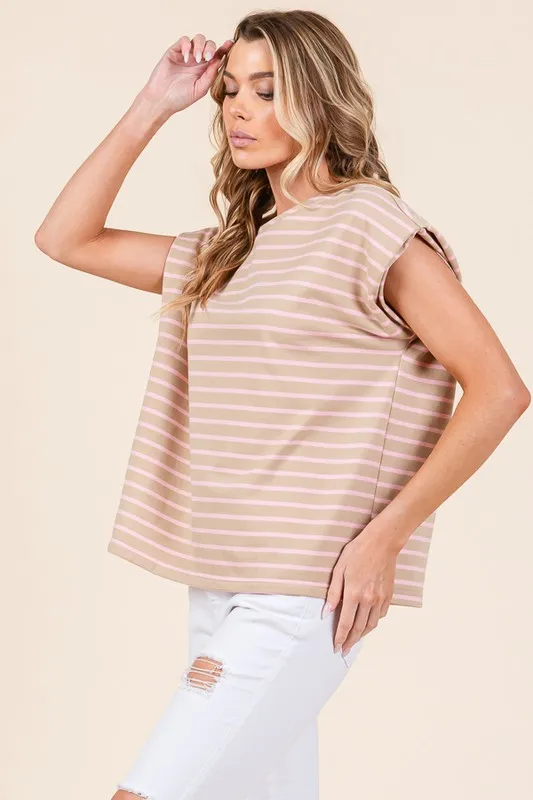Lime 'N' Chili Striped Muscle Sleeve Top - Image 2