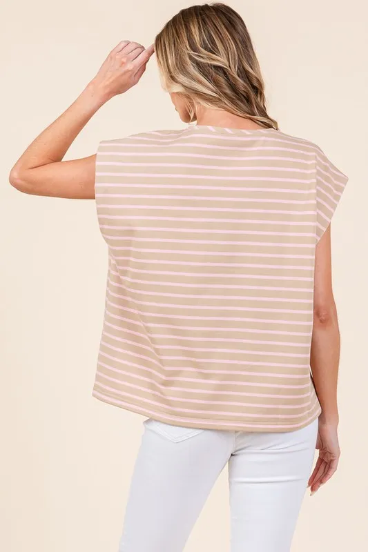 Lime 'N' Chili Striped Muscle Sleeve Top - Image 3
