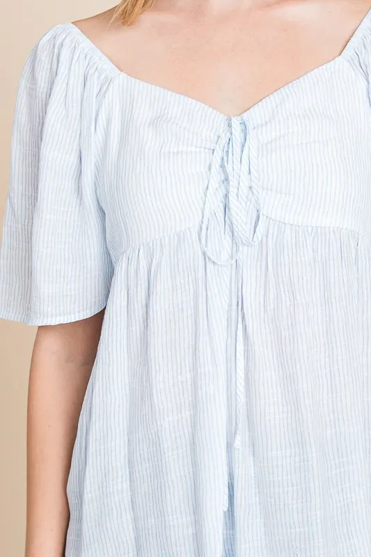 Lime 'N' Chili Thin Striped with Tie Front Babydoll Top - Image 8