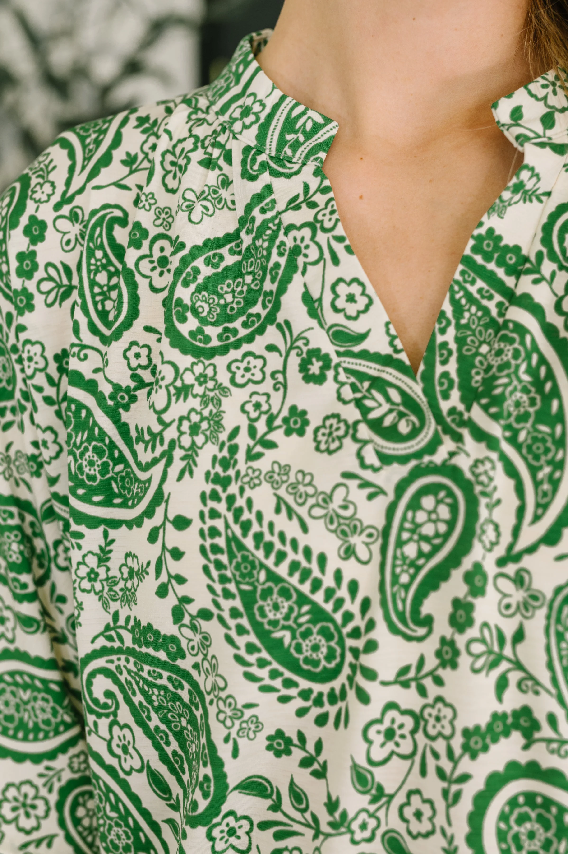 Lizzy Breeze Top in Green Paisley - Image 2