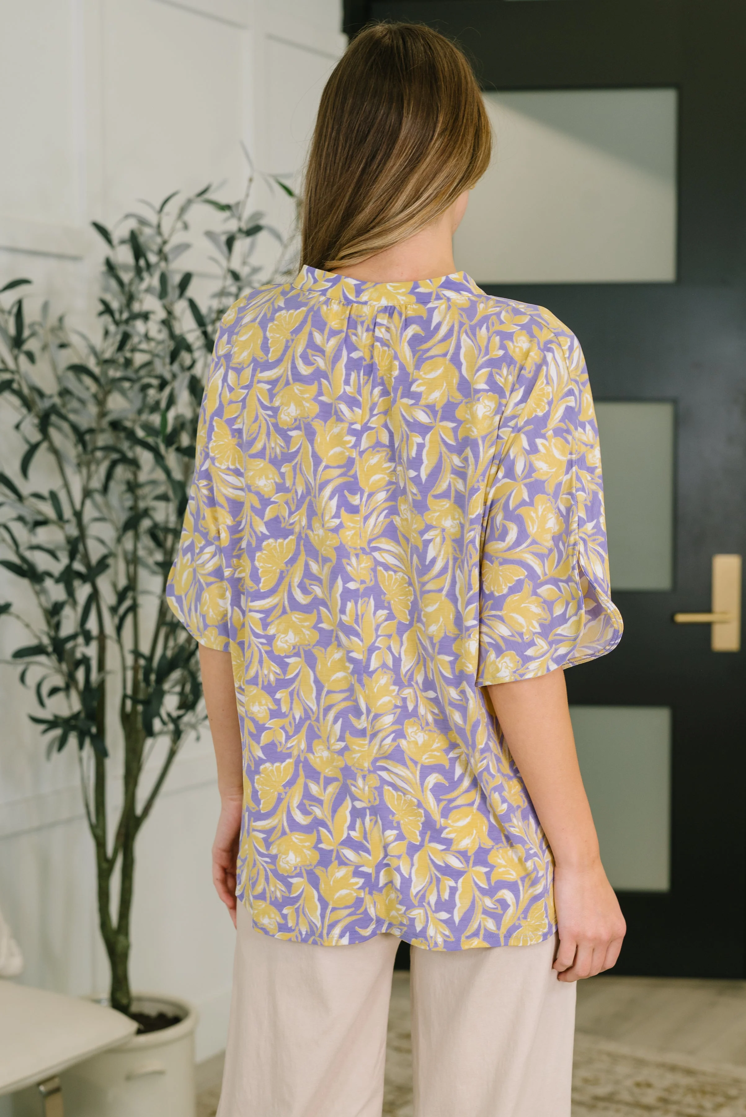 Lizzy Breeze Top in Purple and Yellow Floral - Image 6