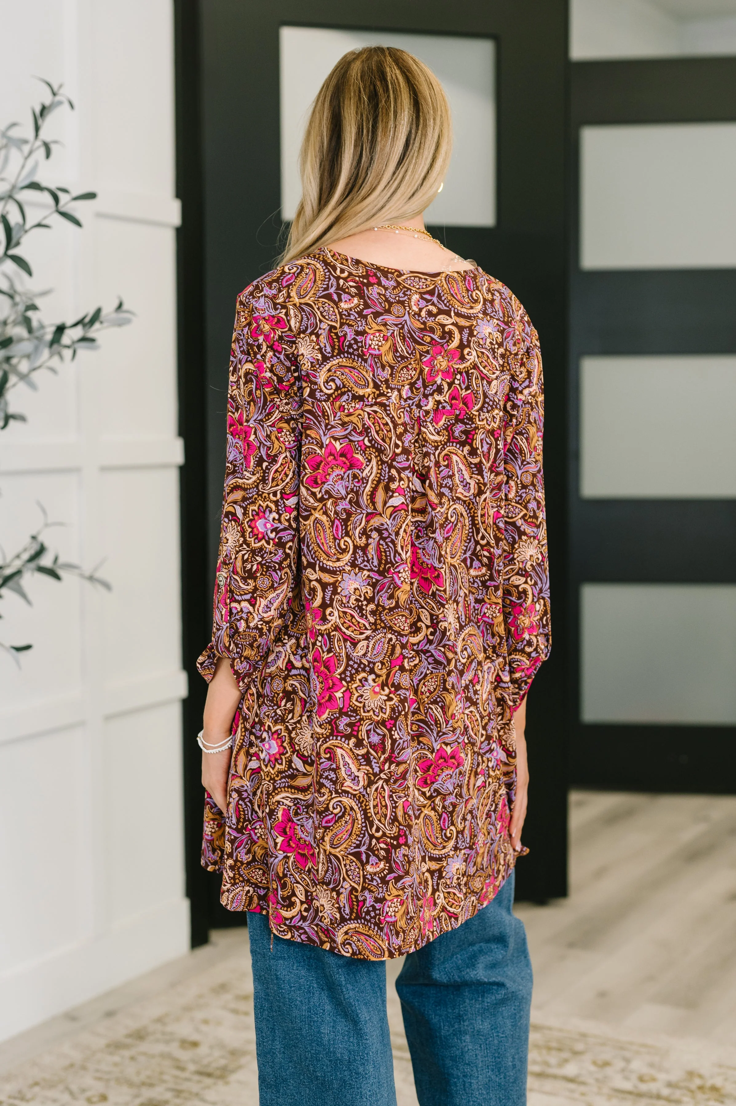 Lizzy Cardigan in Chocolate Paisley - Image 5