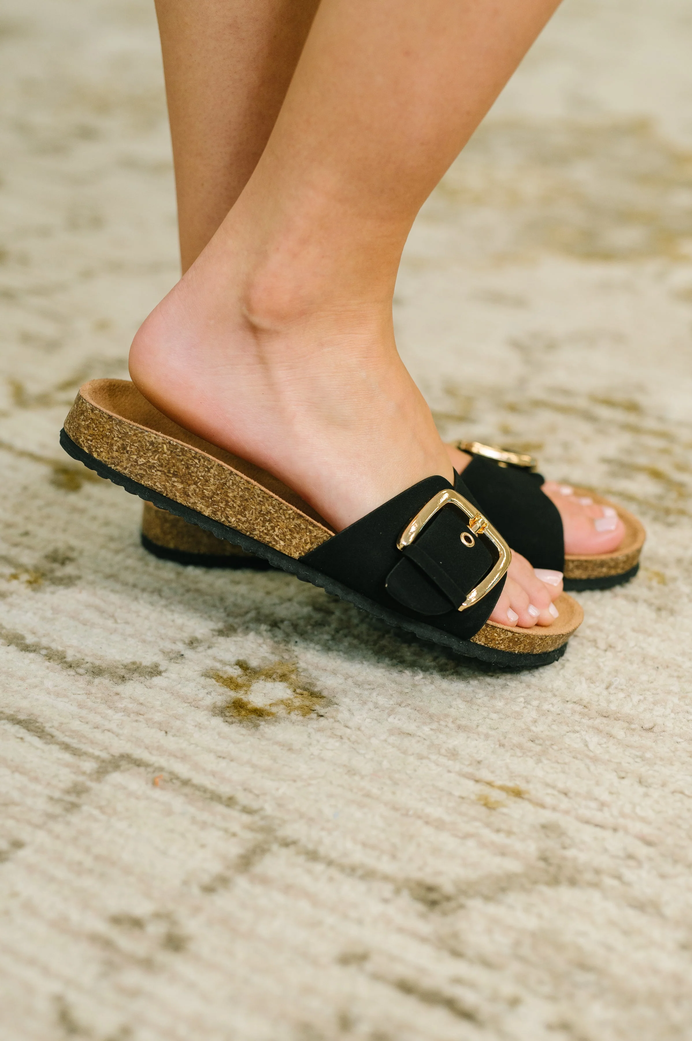 Lizzy Slip On Buckle Strap Sandal in Black - Image 3